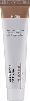 Purito Cica Clearing BB Cream humectante con color suave para piel seca, sensible, mixta, enrojecimiento, piel irritada, protector solar SPF K Beauty World