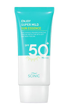 SCINIC Enjoy Super Mild Sun Essence SPF50+ PA++++ peau sensible grasse meilleurs cosmétiques coréens squid game K Beauty World