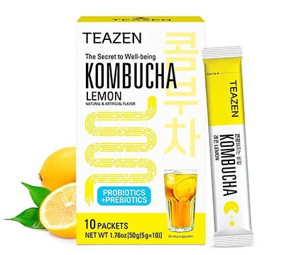 Teazen Kombucha Lemon anti-aging diet healthy glowing skin well-bing Korean drink tea kpop idols BTS Blackpink beauty secret skincare K Beauty World