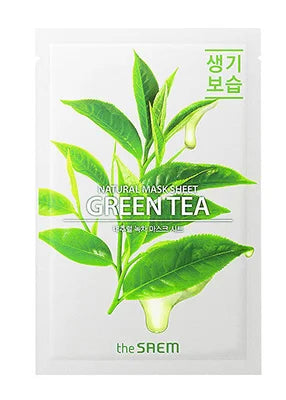 The Saem Natural Green Tea Mask Sheet best Korean face mask for soothing hydrating dry sensitive skin quick self-care at home for perfect makeup K Beauty World