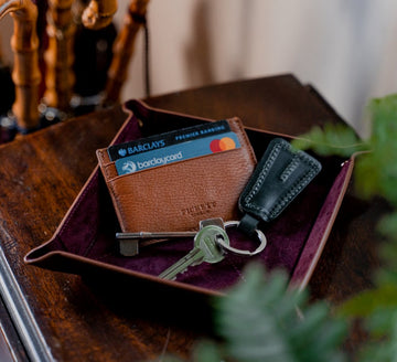 Card Holder Leather Ostrich Brown