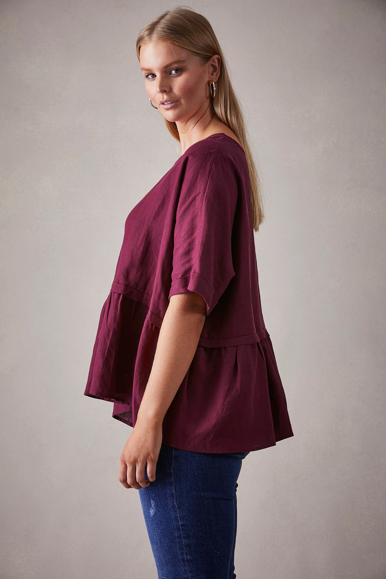 Capella Top - Mulberry - eb&ive Clothing - Top One Size Linen