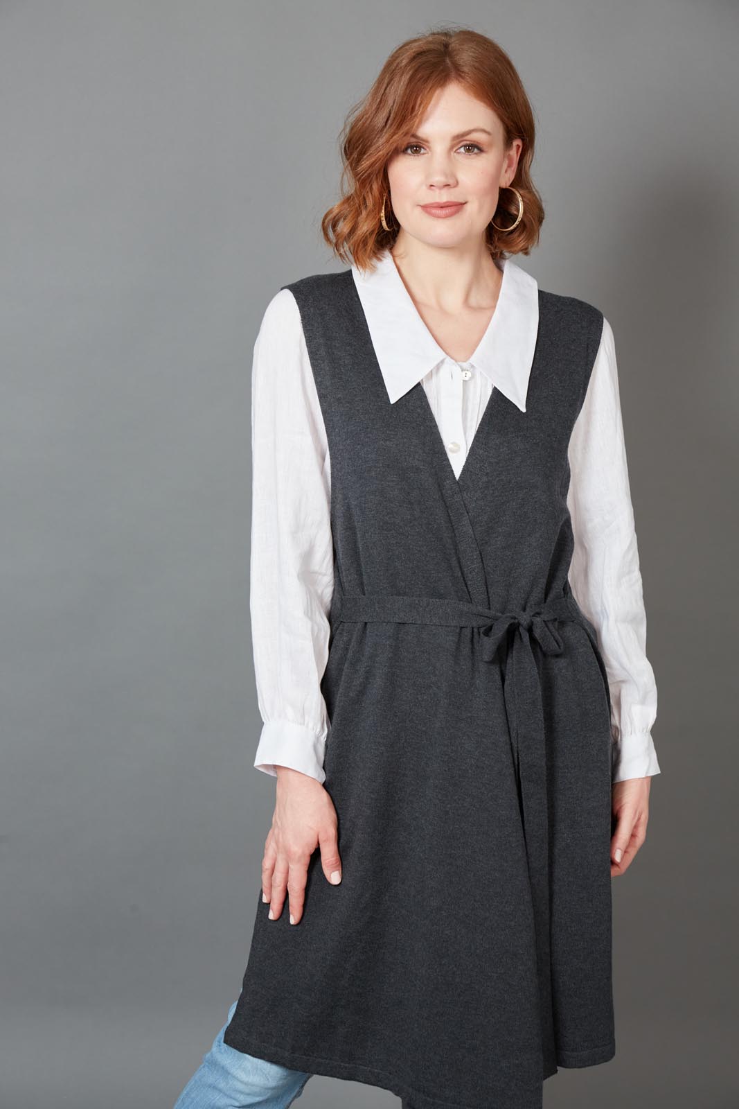 Cleo Longline Vest - Fossil — eb&ive