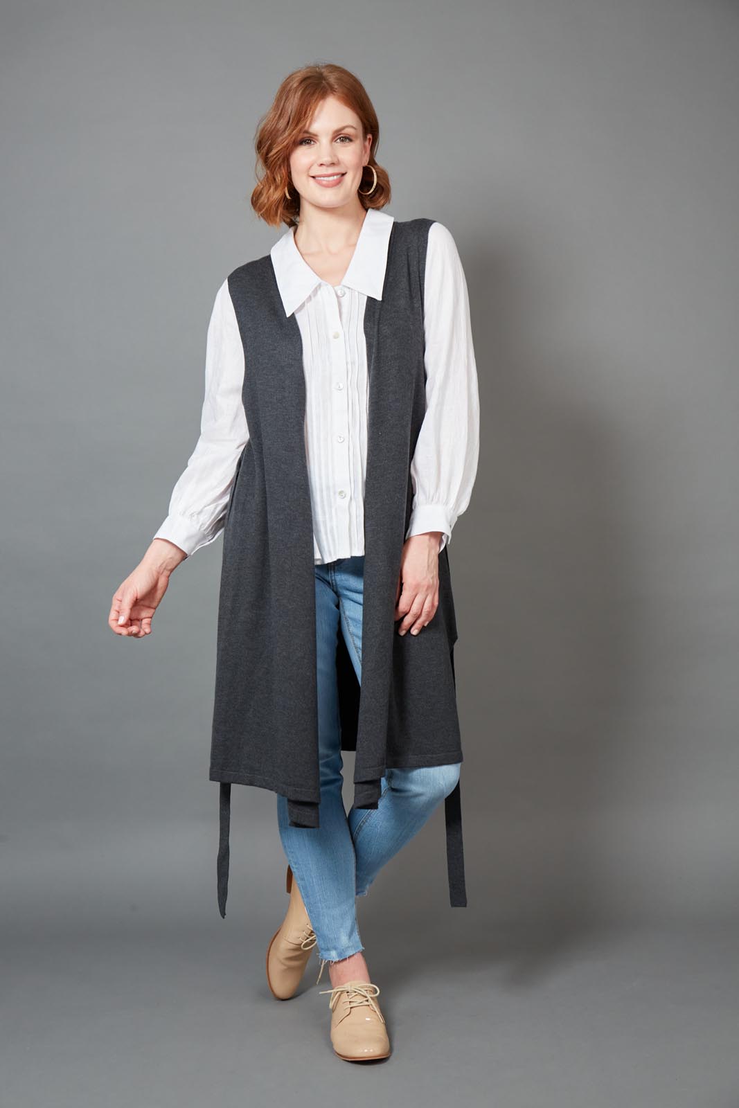 Cleo Longline Vest - Fossil — eb&ive