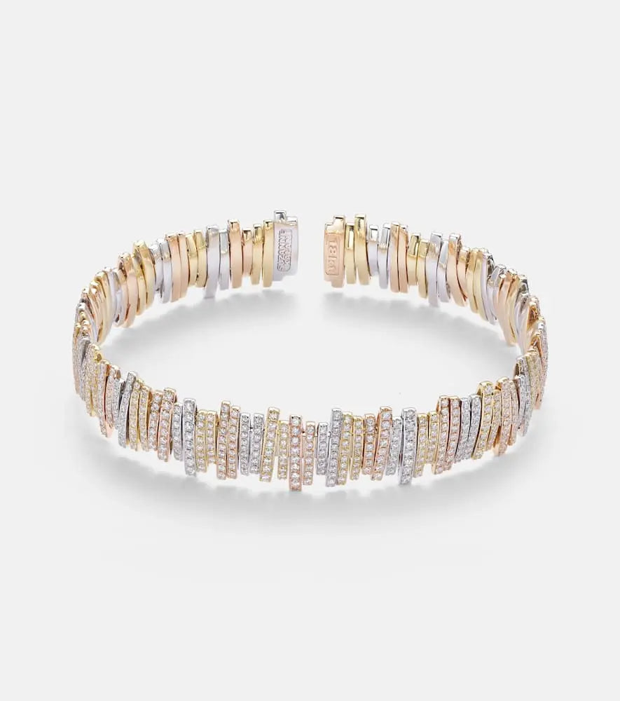 Suzanne Kalan 18kt yellow, rose, and white gold bracelet with diamonds | LYBSTORE