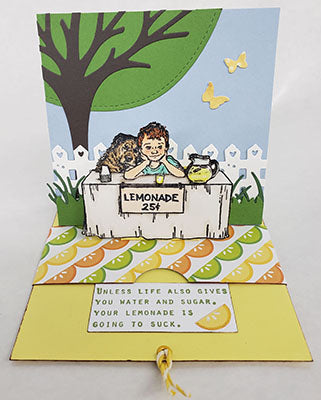 Lemonade Stand Rubber Stamp, Boy with Dog