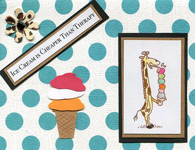 Giraffe Eating Ice Cream Rubber Stamp, Very Tall Cake Cone