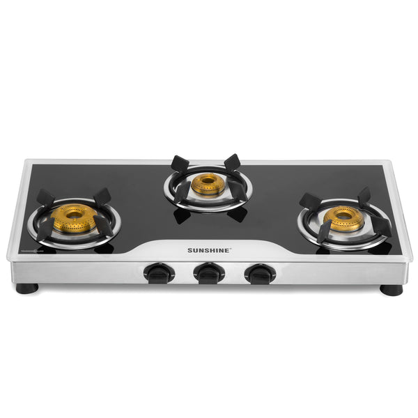 Sunshine Omega Three Burner Toughened Glass Gas Stove