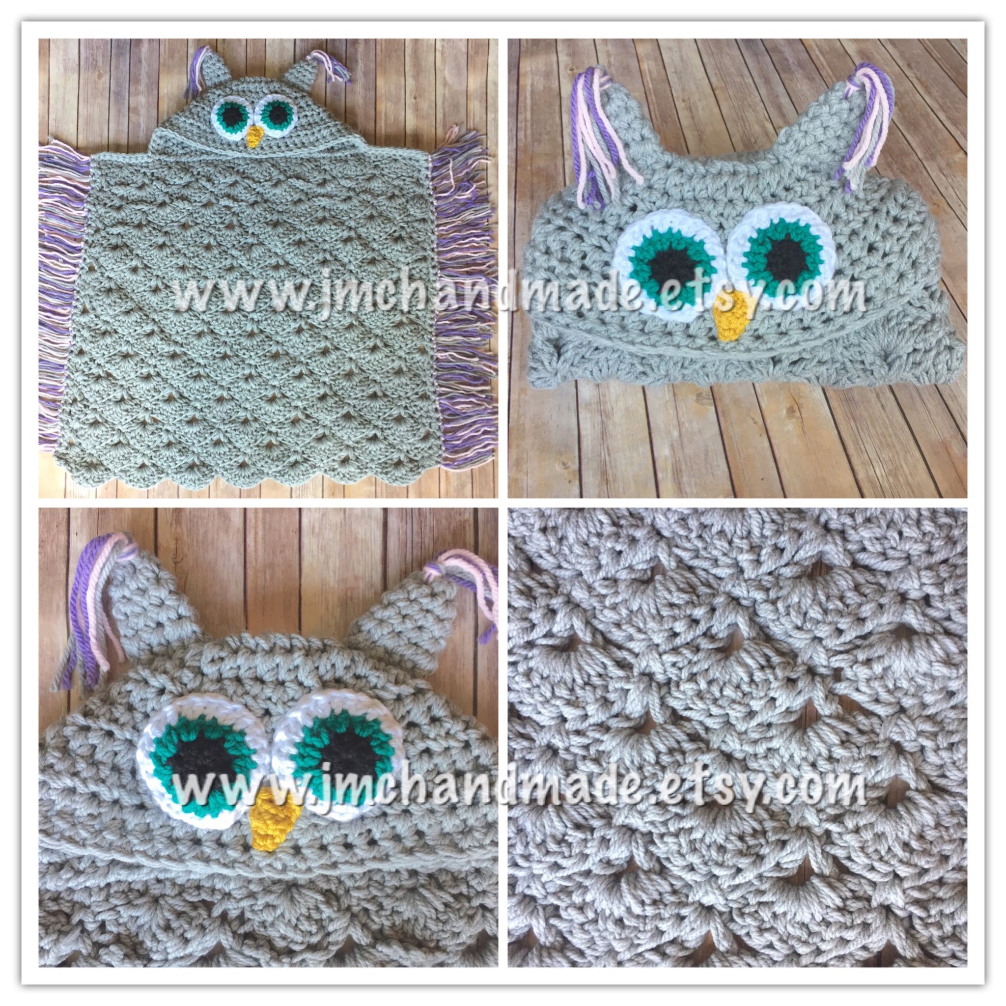Crochet Owl Blanket Owl Hooded Blanket Adult Owl Blanket Child O JMC Handmade