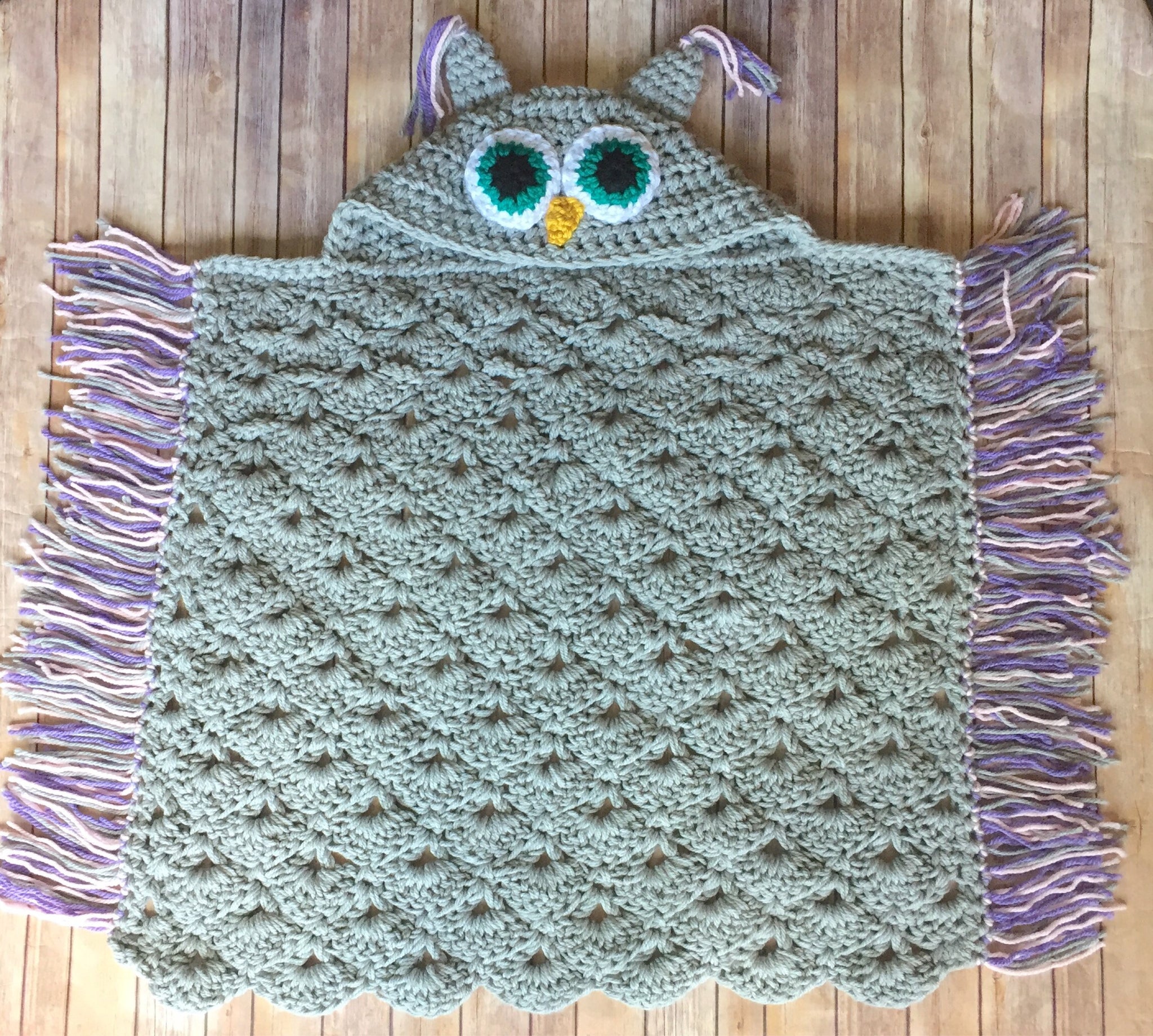 Crochet Owl Blanket Owl Hooded Blanket Adult Owl Blanket Child O Jmc Handmade