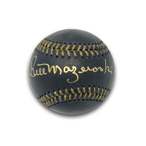 Bill Mazeroski Signed Rawlings Official MLB Black Gold 