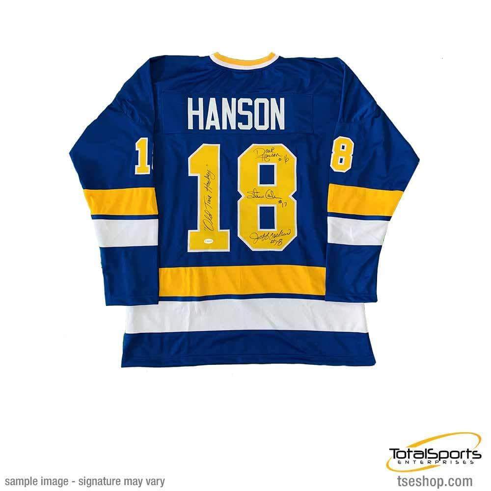 Hanson Brothers Autographed Custom Blue 