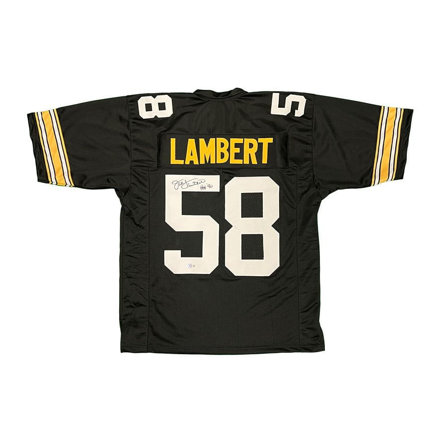 Press Pass Collectibles Jack Lambert HOF 90 Authentic Signed Black Pro Style Jersey BAS Witnessed