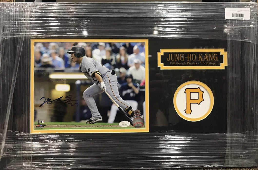 Jung-Ho Kang Swinging in Grey Jers. 8x10 Signed - Professionally Framed