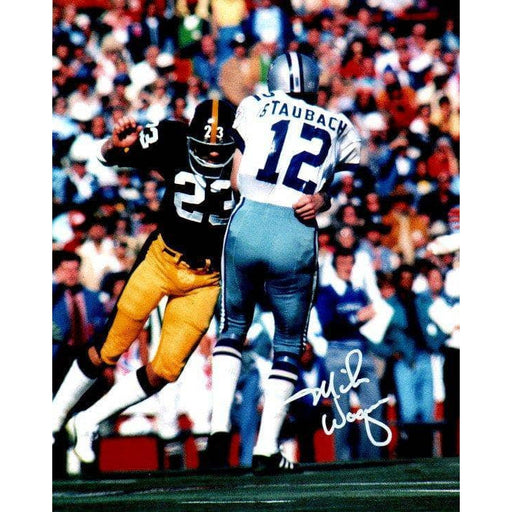 Mike Wagner Signed Pittsburgh Steelers Action vs Oilers 8x10 Photo