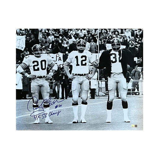 Terry Bradshaw and Rocky Bleier Signed Black and White Posing with