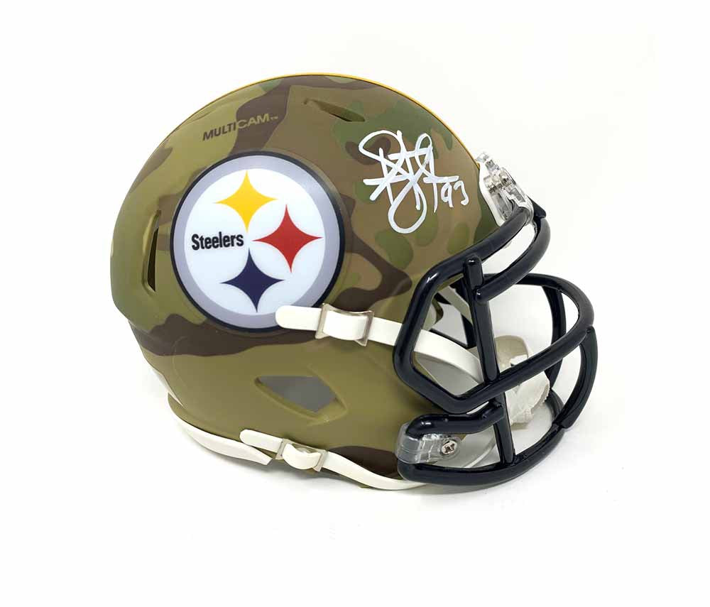 Troy Polamalu Signed Pittsburgh Steelers Full Size Camo Authentic Helmet