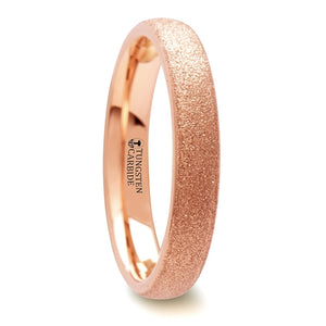 STARDUST Domed Tungsten Carbide Ring with Rose Gold Plating and Sandblasted Crystalline Finish - 2mm - 8mm