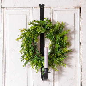 Wreath Holder w/ Candle Holder, WALL MOUNT - Little Village Primitives - Magnetic Wreath Holder