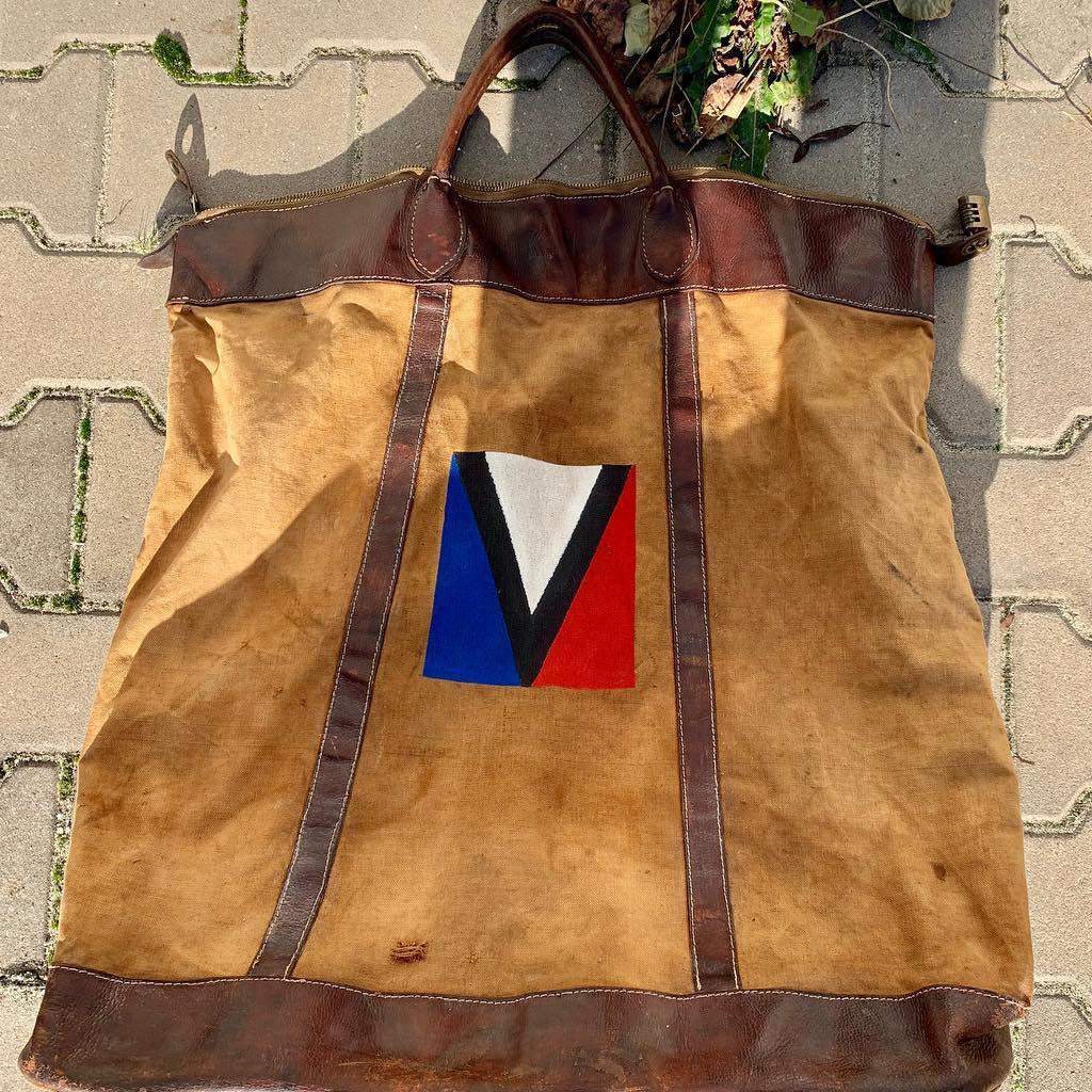 Antique Louis Vuitton Canvas Bag V Logo