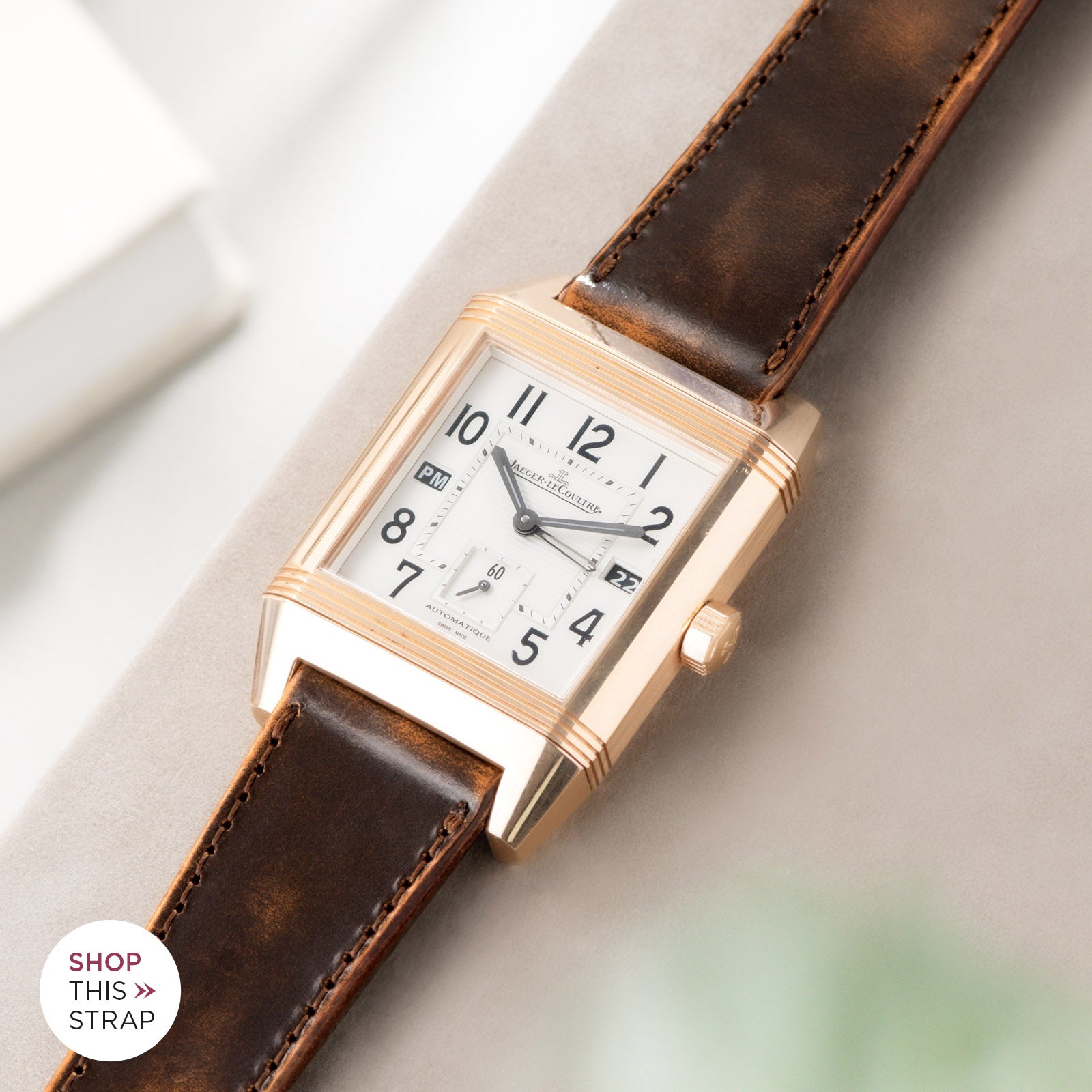 Bulang and Sons_Strap Guide_Jaeger-LeCoultre Grande Reverso Rose Gold_Degrade Honey Brown Leather Watch Strap