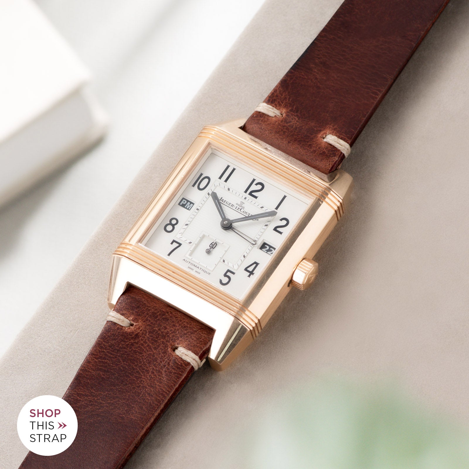 Bulang and Sons_Strap Guide_Jaeger-LeCoultre Grande Reverso Rose Gold_Siena Brown Leather Watch Strap