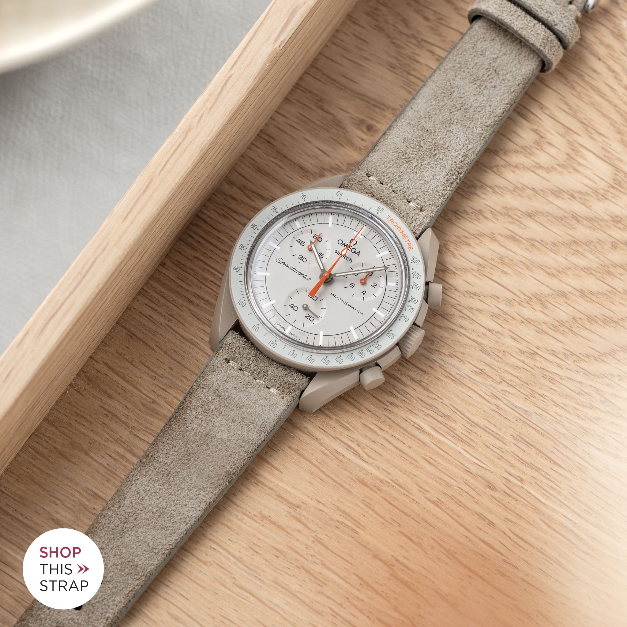 Concrete Grey Silky Suede Leather Watch Strap