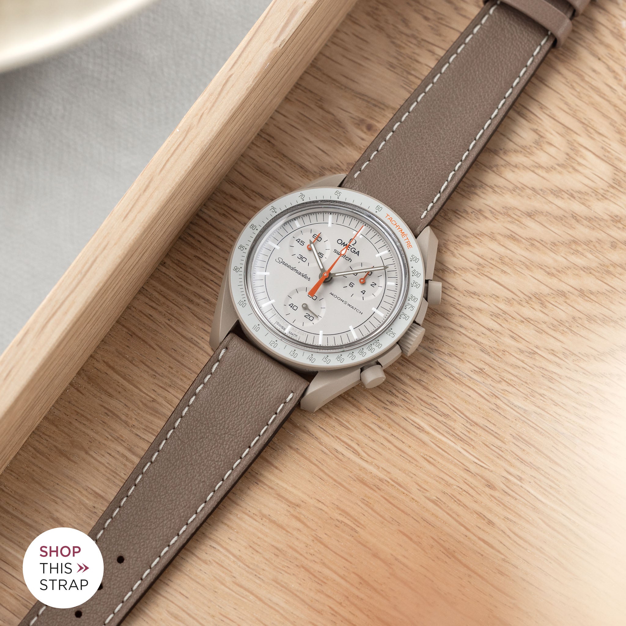 Taupe Grey Leather Watch Strap