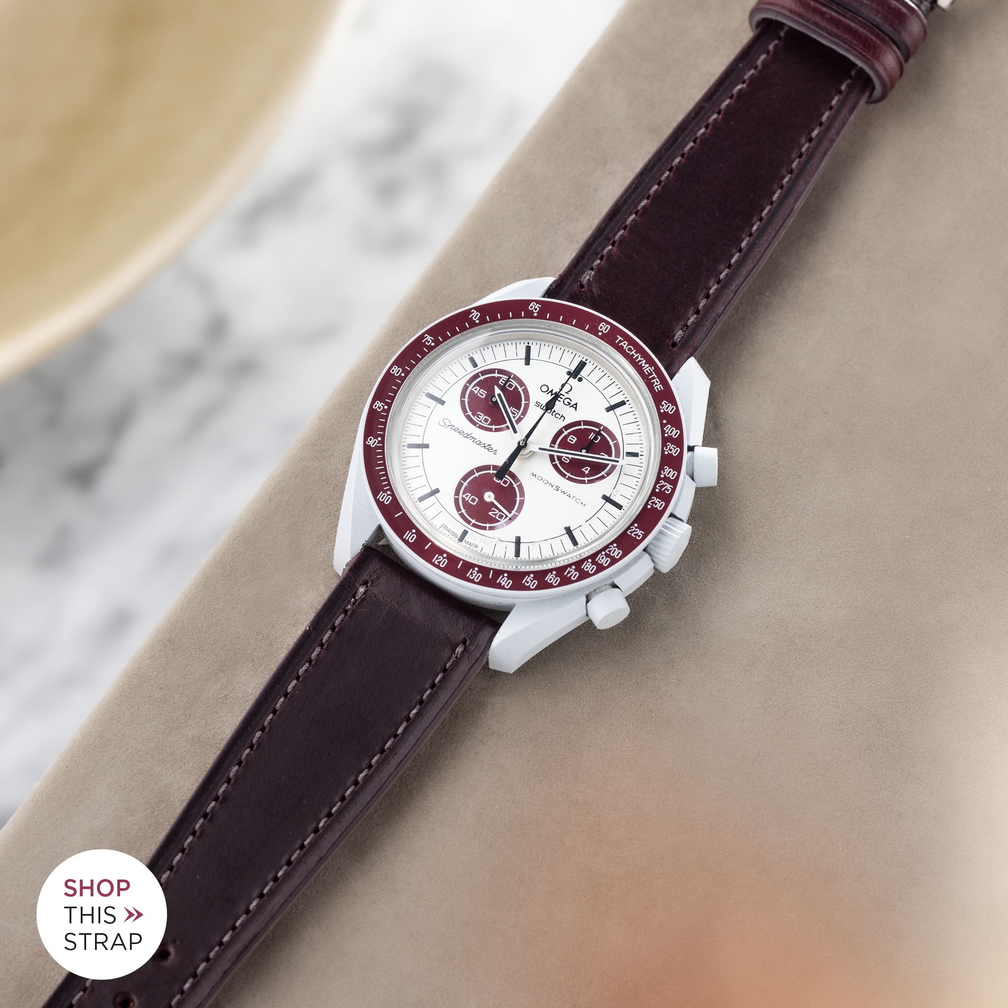 St Emilion Red Leather Watch Strap