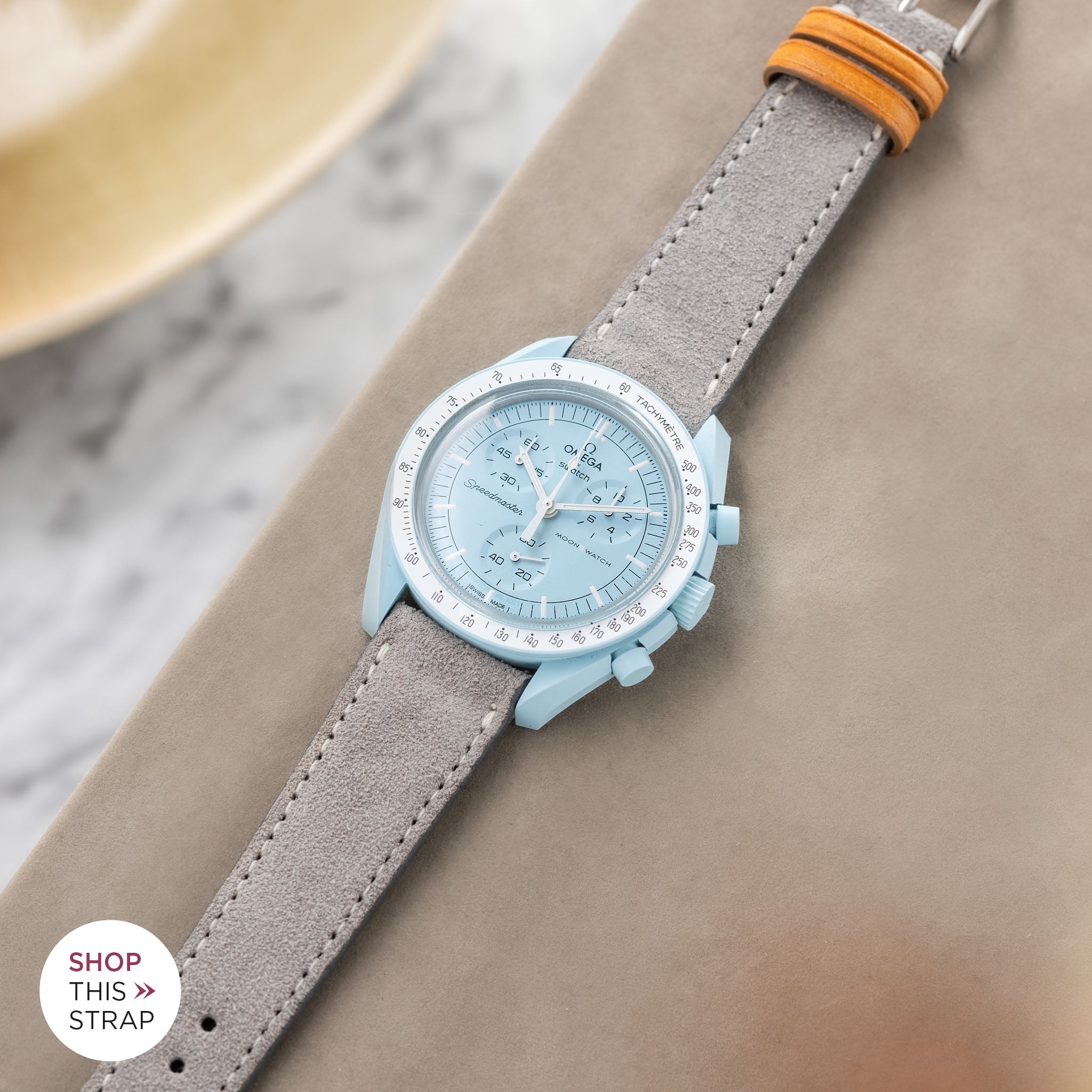 Harbor Grey Silky Suede Leather Watch Strap