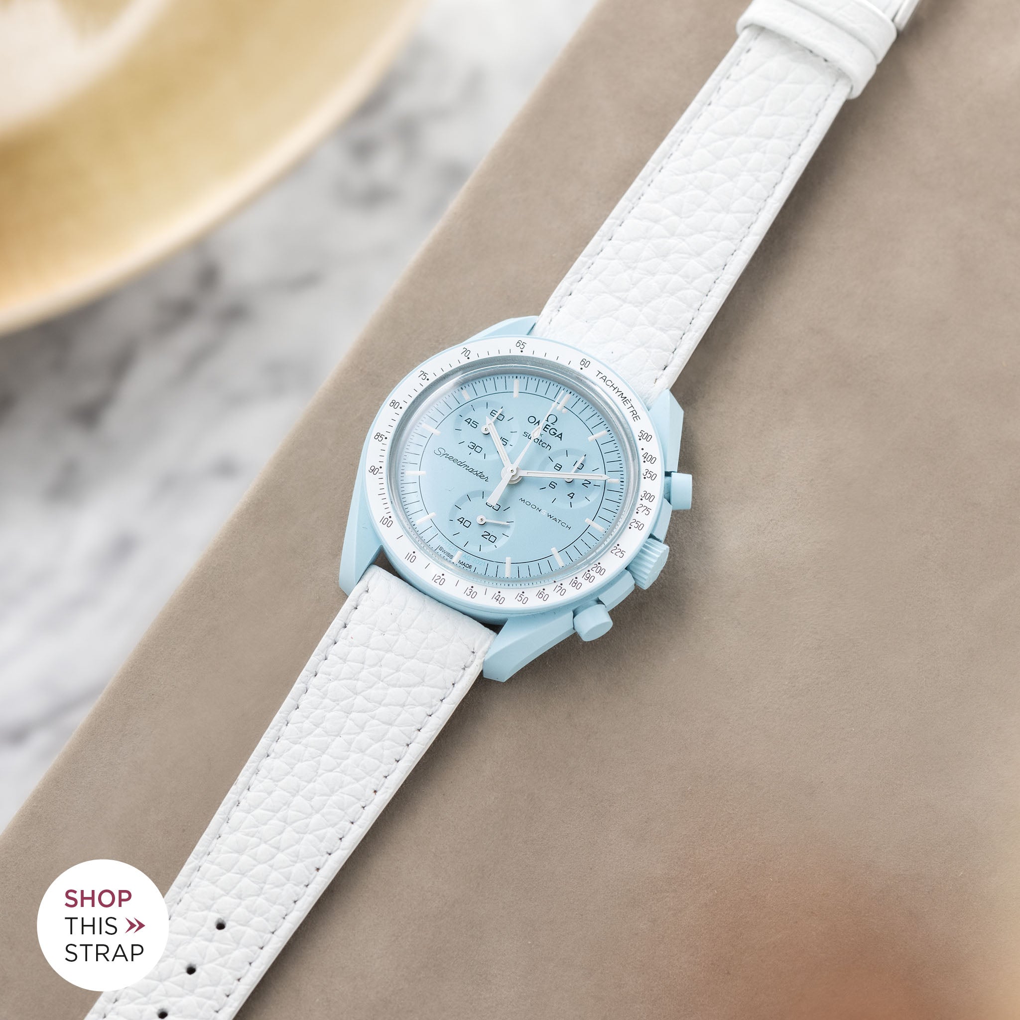 Taurillon Snow White Leather Watch Strap