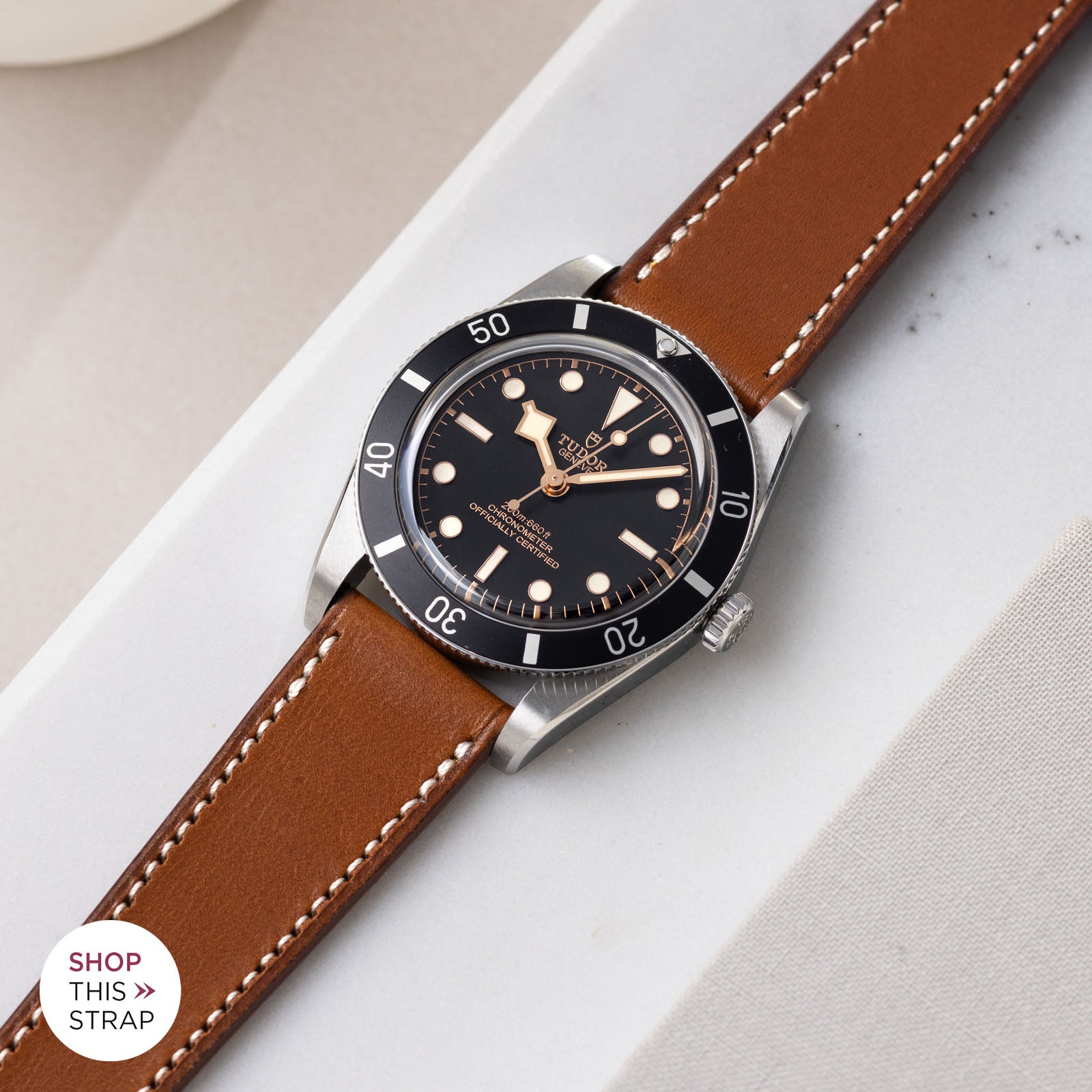 Bulang and Sons_Strapguide_Tudor Black Bay 54_314_Barenia Cognac Brown Leather Watch Strap
