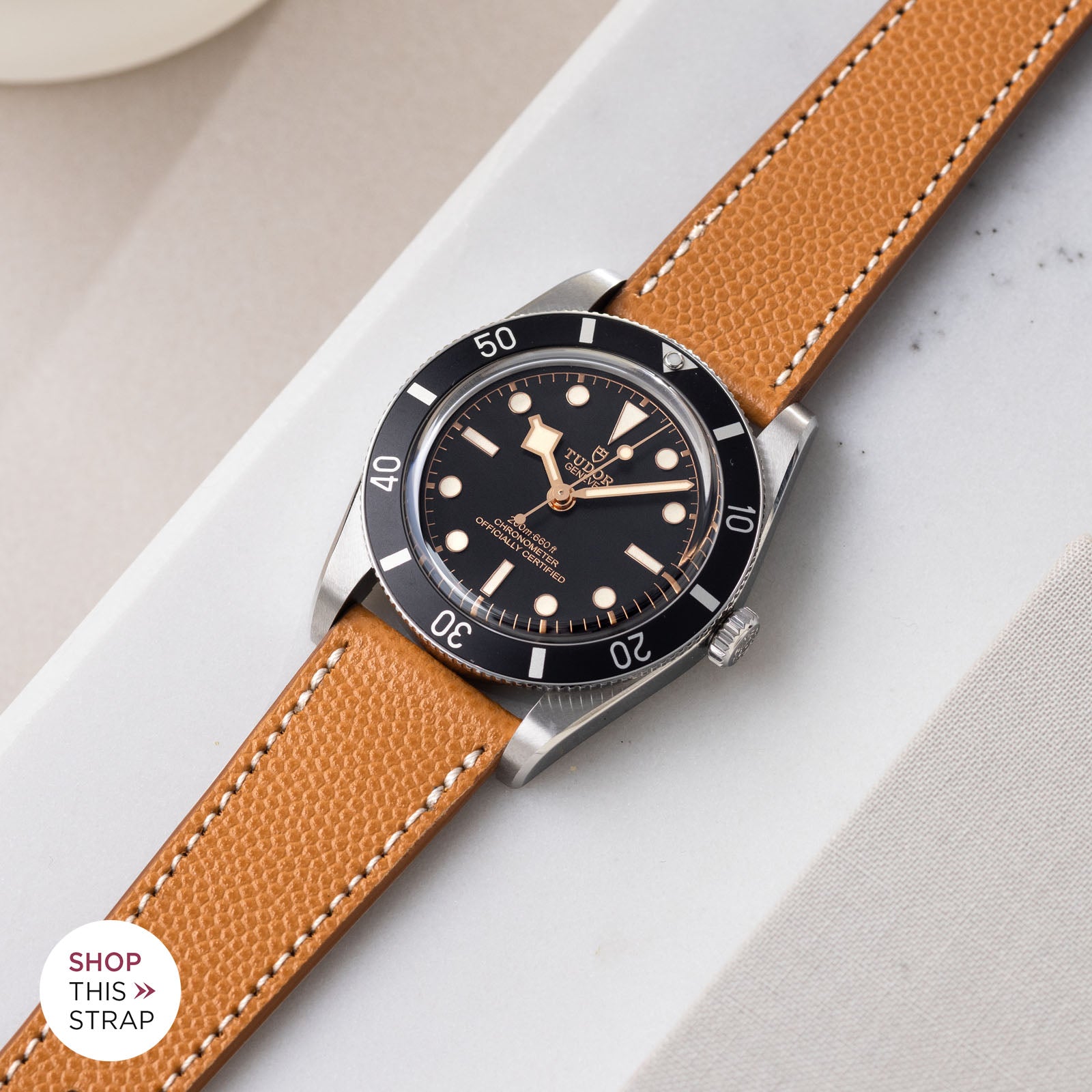 Bulang and Sons_Strapguide_Tudor Black Bay 54_314_Pebbled Cognac Brown Leather Watch Strap