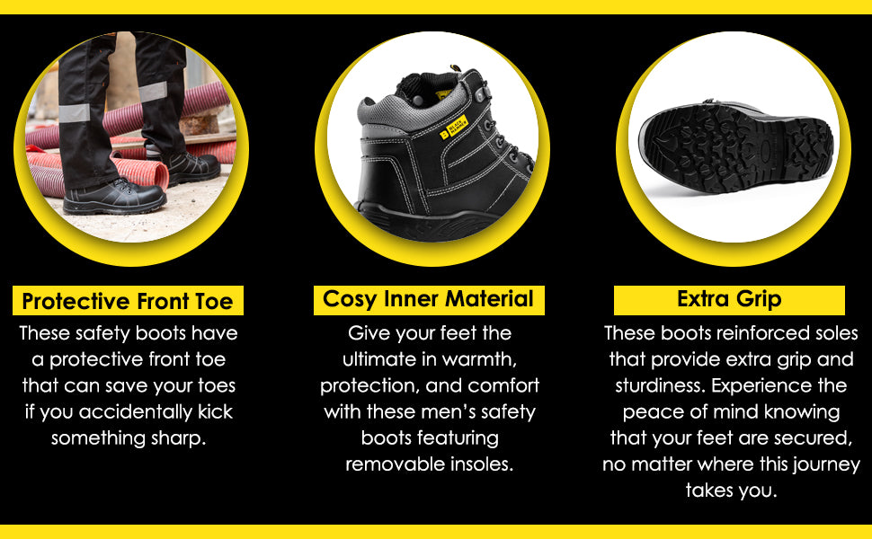 non metallic safety boots that has cosy inner material, protective front toe and extra grip