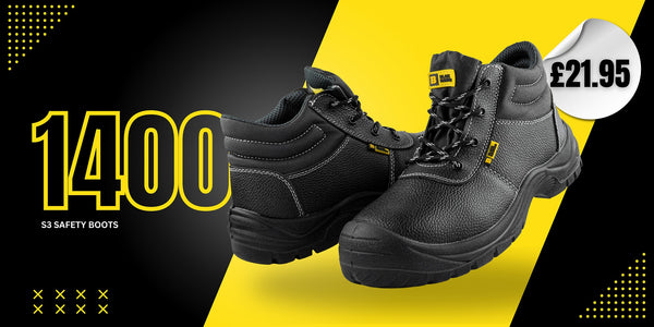 1400 Mens S3 Safety Boots - Black Hammer