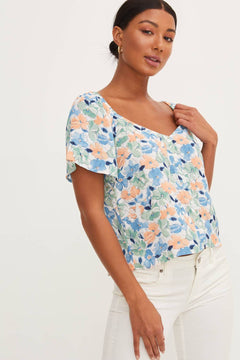 Floral Flutter Sleeve Top