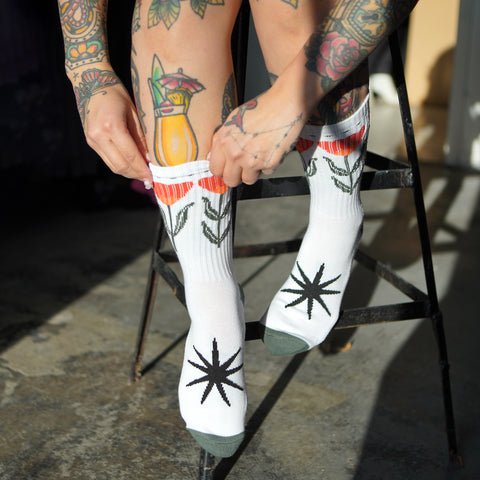 Geometric Flower Black Socks - Stuntin Goods