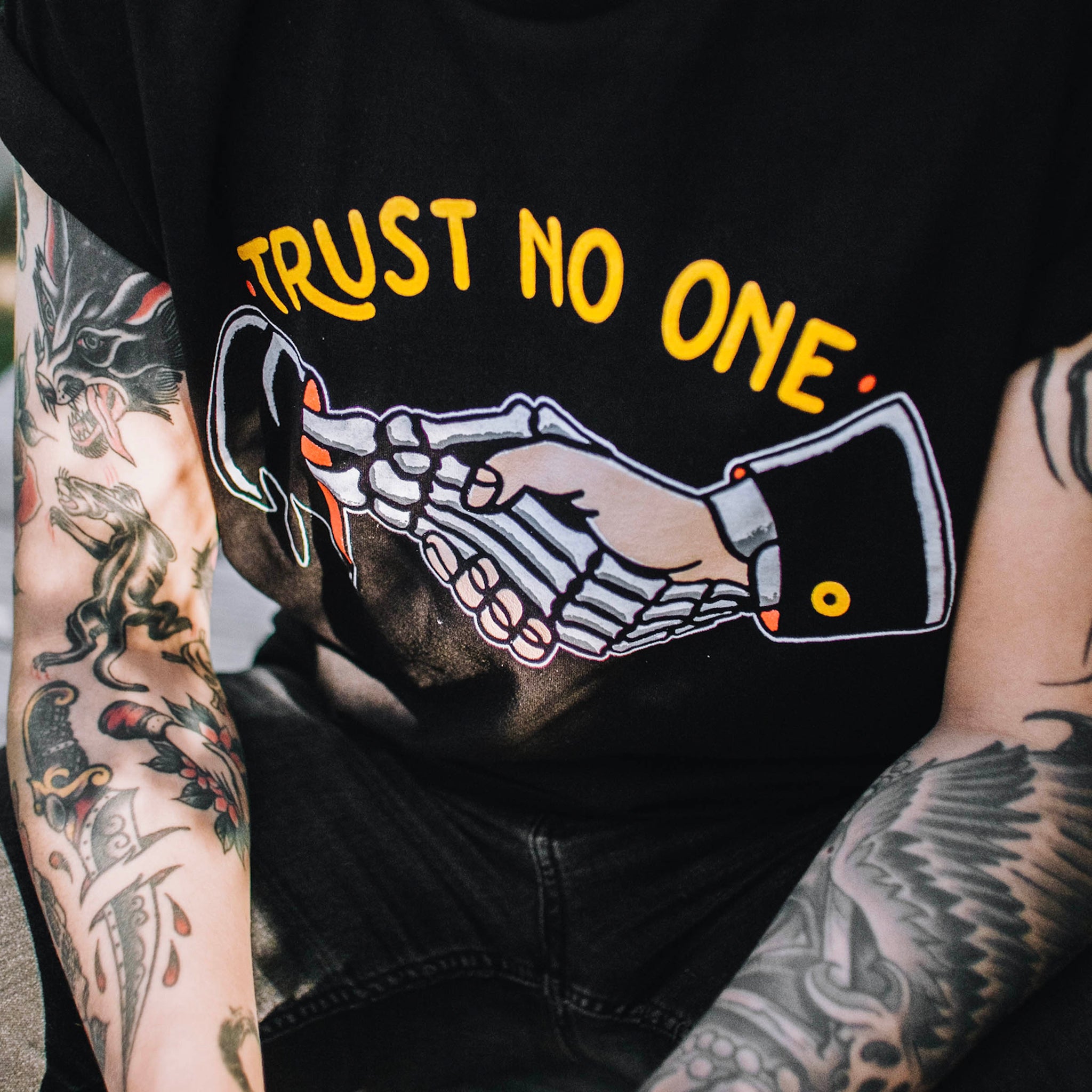 Womens Clothing Graphic Tee Old School Tattoo Tattoo Clothing Trust No One  TShirt Devil Shirt Traditional Tattoo Tops  Tees suriasabahcommy