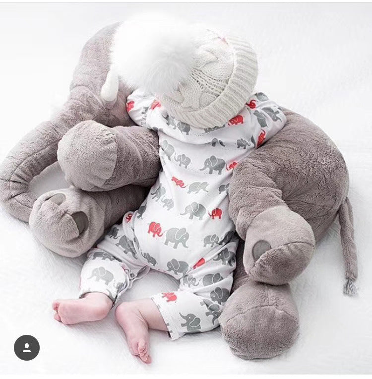 large long nose elephant gray soft plush sleep baby pillow