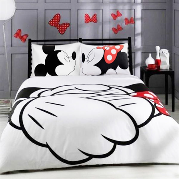 Disney Black White Mickey Minnie Valentine Duvet Cover Set King