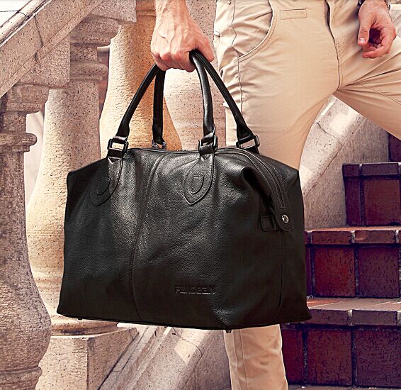 black leather carry on bag