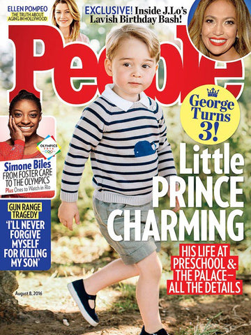 Cover of 'People Magazine' with Prince George wearing the Pepa London Whale Intarsia Striped Jumper.