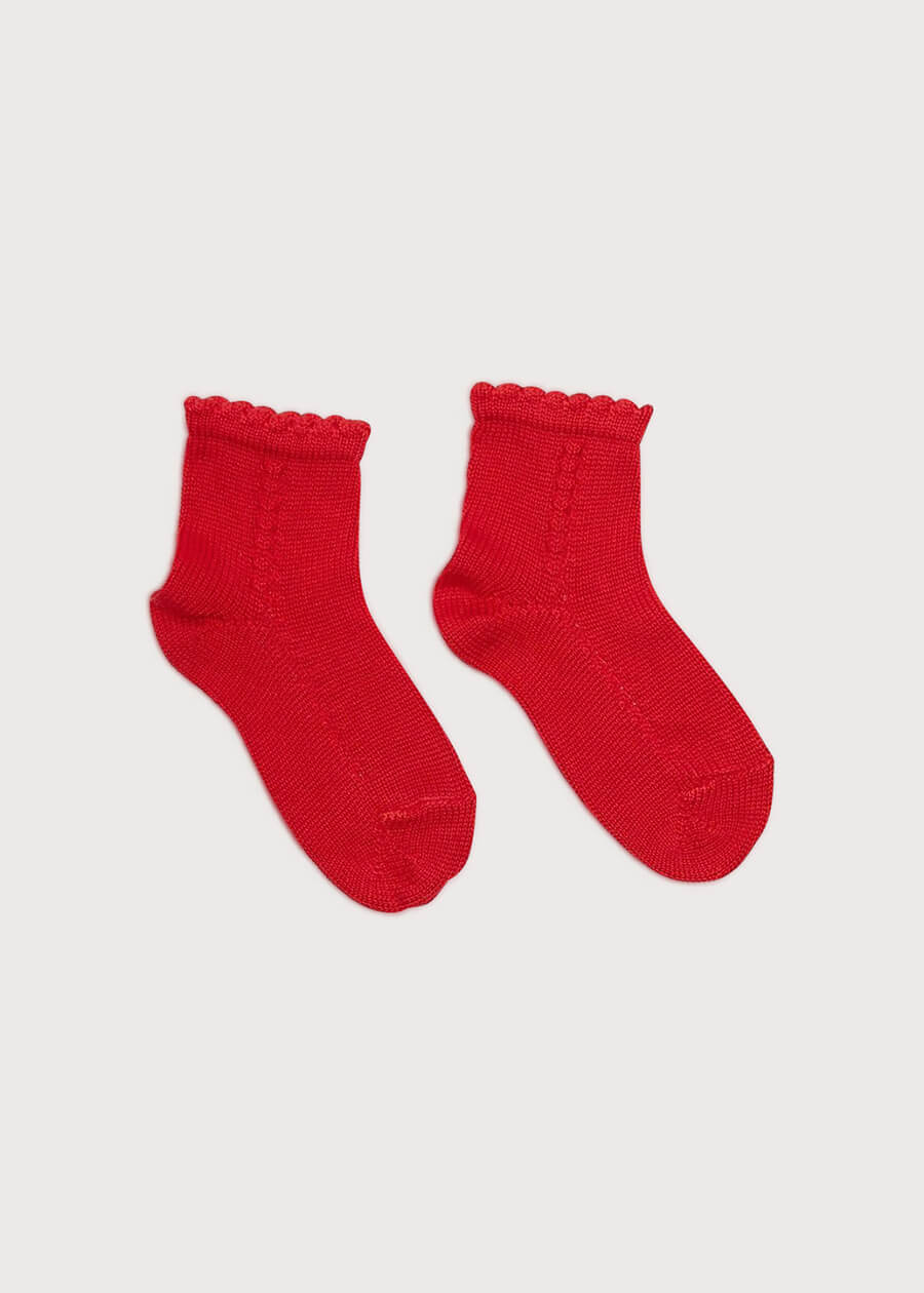 Openwork short socks - Red (3mths-8yrs) (Red / 3-6M)