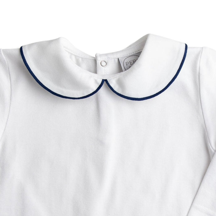 navy peter pan collar top