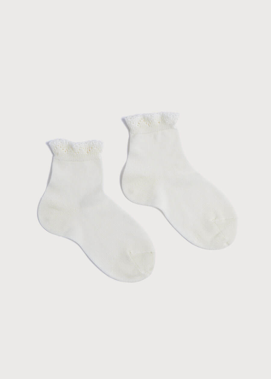 Celebration Short Socks with Ruffle- Cream (3mths-8yrs) (Cream / 4/6Y)