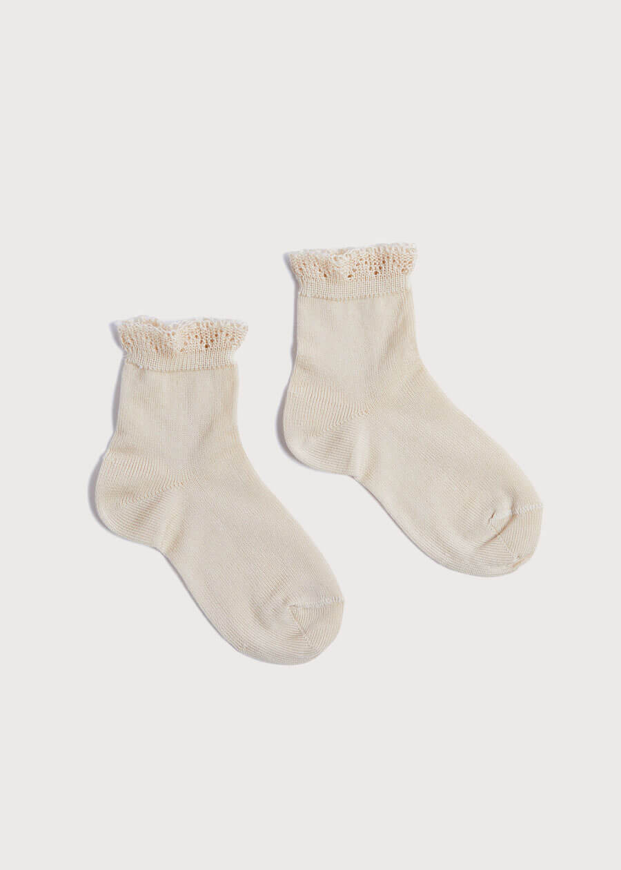Celebration Short Socks with ruffle - Sand (3mths-8yrs) (Beige / 6/8Y)