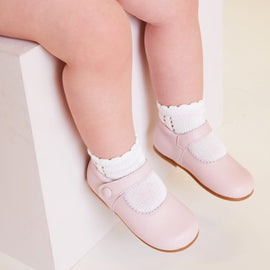 Mary Jane Leather Baby Shoes in Light Pink (20-24EU) Shoes  PEPA & CO Traditional Children's Clothing