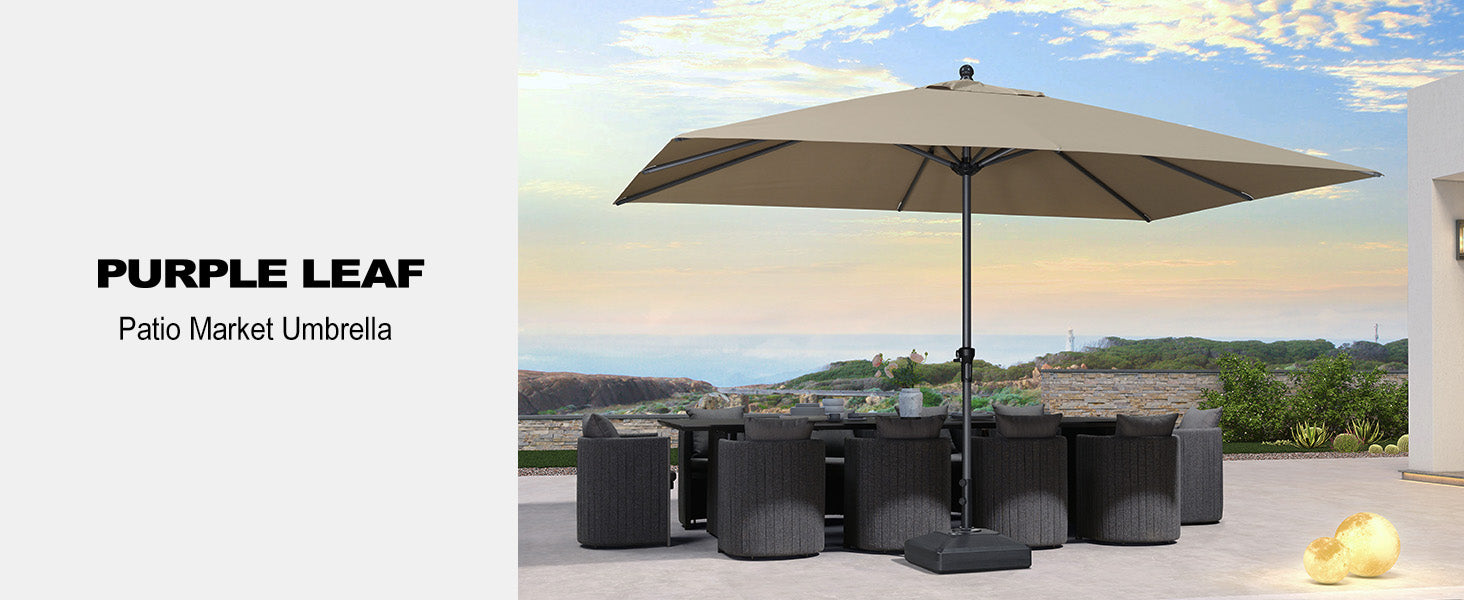 PURPLE LEAF Aluminum Outdoor Market Umbrella Patio Table Umbrella grey