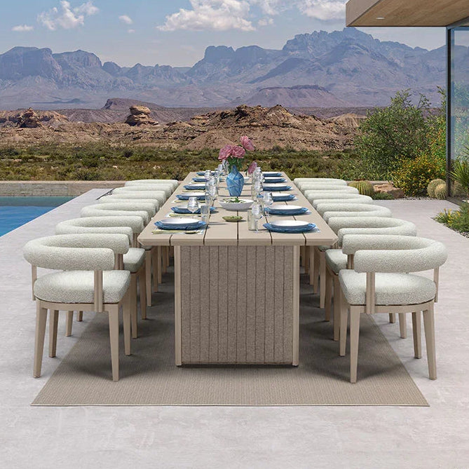 PURPLE LEAF Patio Dining Set Luxury Modern Conversation Set Aluminum Large Rectangle Dining Table and Chairs with Olefin Cushion Outdoor Furniture Set for Garden Porch Deck Backyard