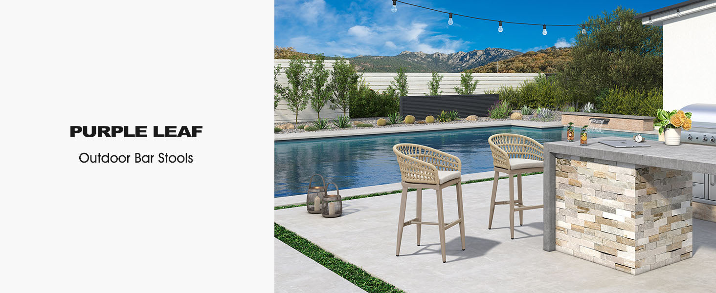 The bar chair has a strong aluminum frame that is easy to clean, the high-grade rattan back is more stable and firm than the traditional rattan weave, and the high-density textile cushion is comfortable and soft.